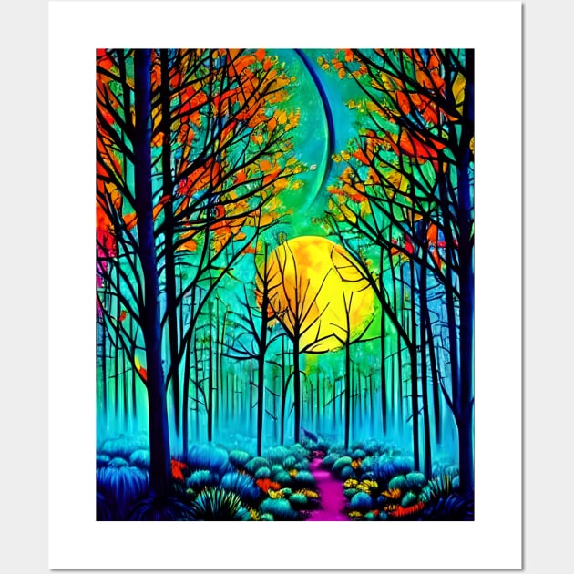 Beautiful Forest Moonlight Wall Art by Sanzida Design